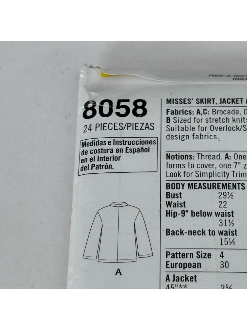 Simplicity Sewing Pattern 8058 Work Suit  Jacket Pants Skirt Modern 12-20 Uncut - Picture 8 of 13